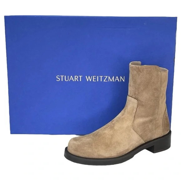 Stuart Weitzman 5050 Bold Zip Khaki Leather Womens Ankle Boots Size 9M - Picture 13 of 14
